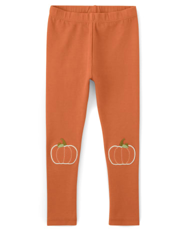 Girls Embroidered Pumpkin Leggings - Perfect Pumpkin