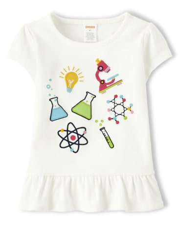 Girls Embroidered Science Peplum Top - Future Artist