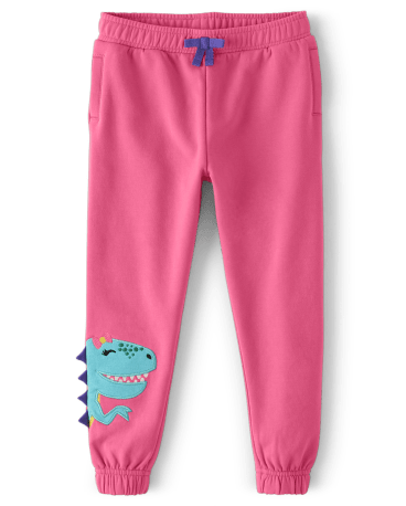 Girls Embroidered Dino Jogger Pants - Dino-Mite