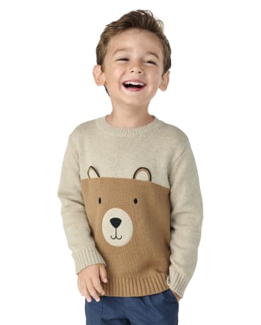 Boys Applique Bear Sweater - Bear Hugs
