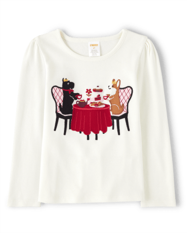 Girls Embroidered Tea Time Top - London Calling
