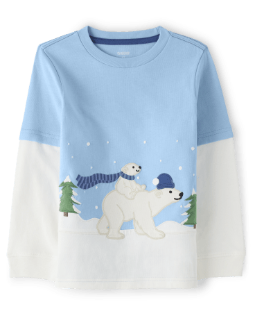 Top con capas de oso polar bordado para niños - Bear Hugs
