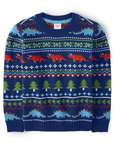 Boys Dino Fairisle Sweater - Dino-Mite