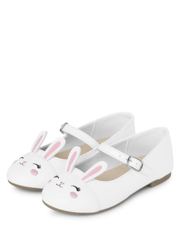 Girls Embroidered Bunny Ballet Flats - Spring Celebrations