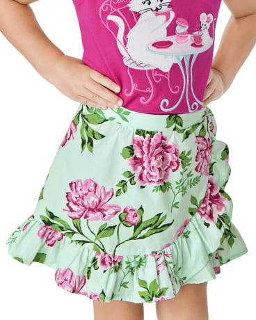 Falda pantalón con volante floral para niña - Time for Tea