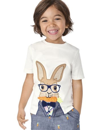 Boys Embroidered Bunny Top - Spring Celebrations