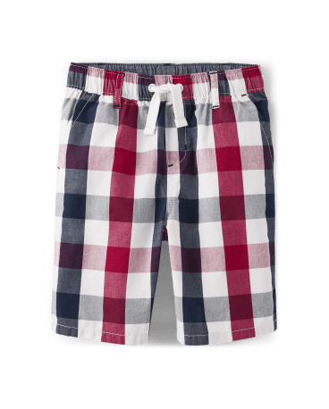 Boys Plaid Pull On Shorts - American Cutie