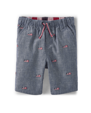 Boys Schiffli American Flag Pull On Shorts - American Cutie