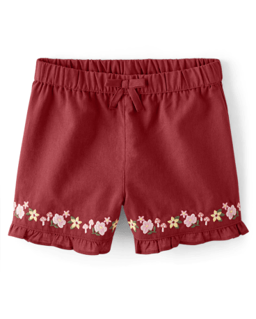 Girls Embroidered Floral Ruffle Shorts - Fairytale Forest