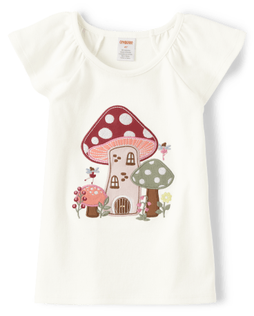 Girls Embroidered Mushroom Top - Fairytale Forest