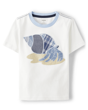 Boys Embroidered Hermit Crab Top - Sandy Shores