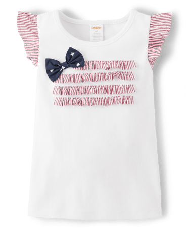 Girls American Flag Flutter Tank Top - American Cutie