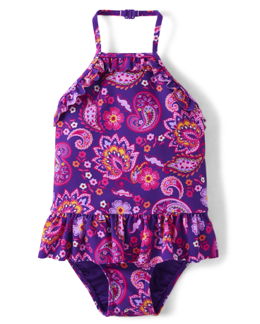 Girls Paisley Ruffle One Piece Swimsuit - Splish-Splash