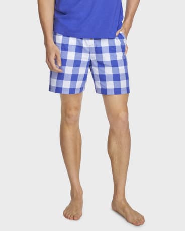 Mens Matching Family Gingham Poplin Pajama Shorts