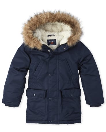 boys fur lined parka