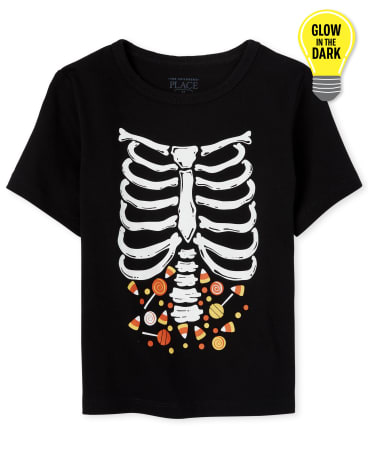 Infant & Toddler Boys Black Halloween Skeleton Long Sleeve Shirt