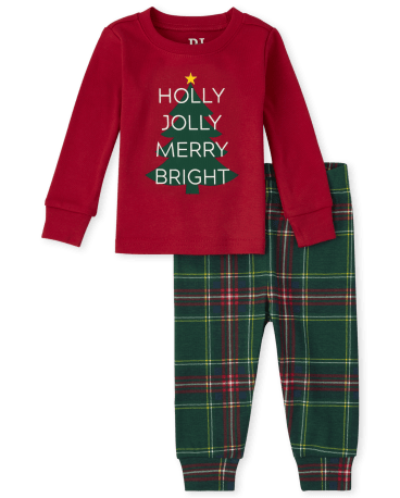 Unisex Baby And Toddler Matching Family Holly Jolly Snug Fit Cotton Pajamas
