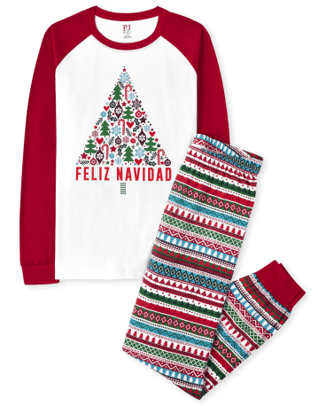 Unisex Adult Matching Family Feliz Navidad Cotton Pajamas
