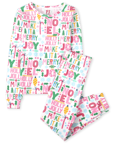 Girls Mommy And Me Make it Merry Snug Fit Cotton Pajamas