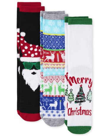 Paquete de 3 calcetines unisex para adultos a juego con la familia de Papá Noel