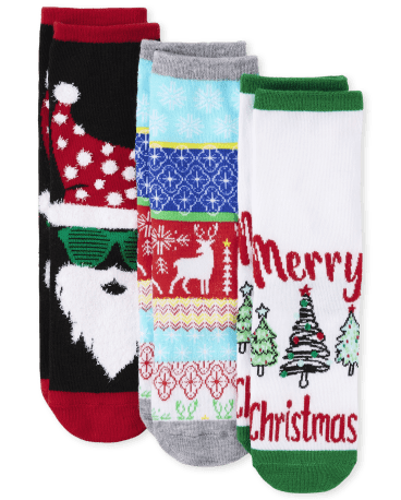Unisex Kids Matching Family Santa Crew Socks 3-Pack