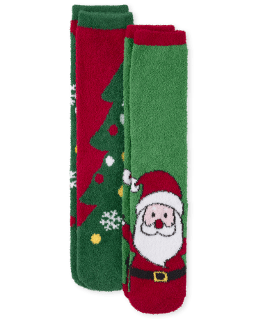 Paquete de 2 calcetines acogedores de Papá Noel a juego para la familia unisex para adultos
