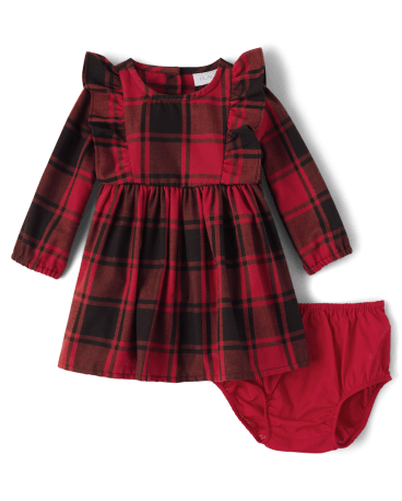 Baby Girls Matching Family Buffalo Plaid Ruffle Dress