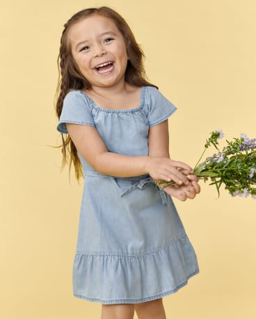 Toddler Girls Mommy And Me Chambray Tiered Dress