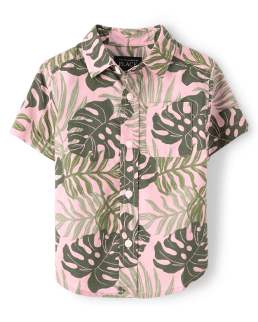 Camisa con botones de popelina tropical familiar a juego para bebés y niños pequeños