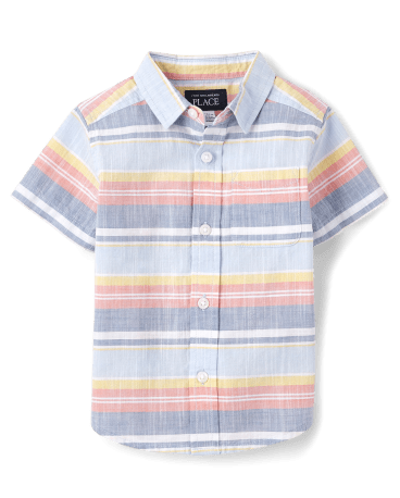 Camisa con botones de cambray a rayas para bebés y niños pequeños Papá y yo