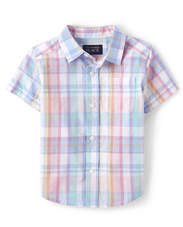 Camisa con botones de popelina a cuadros para bebés y niños pequeños