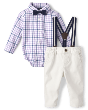 Conjunto de popelín de cuadros vichy papá y yo para bebé niño
