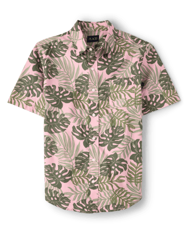 Mens Matching Family Tropical Poplin Button Up Shirt