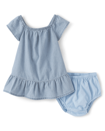 Baby Girls Mommy And Me Chambray Tiered Dress