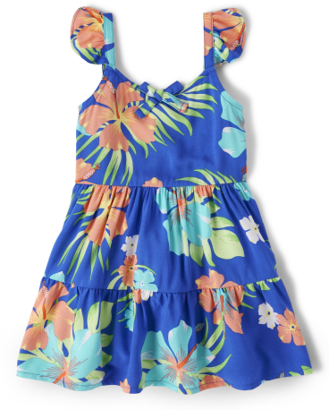 Toddler Girls Matching Family Tropical Tiered Dress