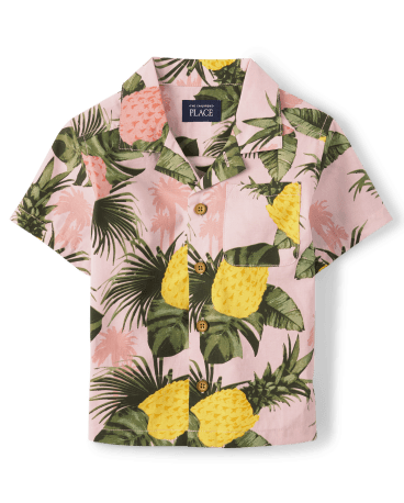 Baby And Toddler Boys Matching Family Pineapple Poplin Button Up Shirt