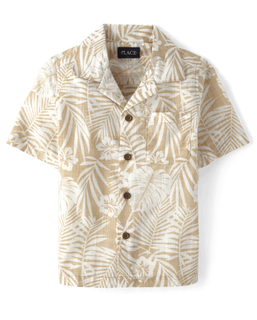 Boys Matching Family Tropical Button Up Shirt