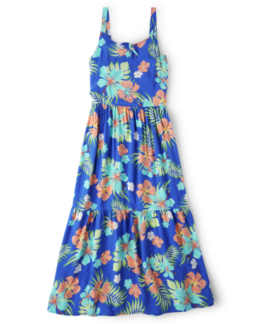 Womens Matching Family Tropical Tiered Dress