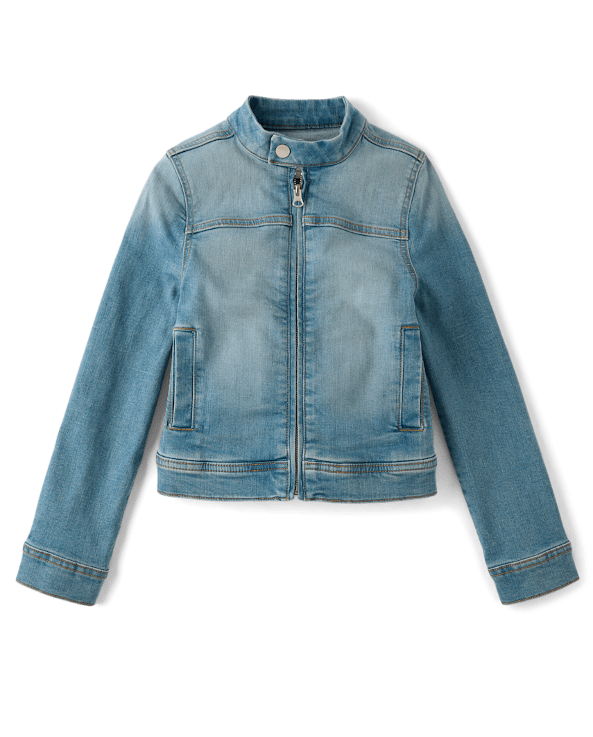 Sugar and Jade Tween Girls Denim Zip Up Jacket | Size XXL(20/22) | Blue | Cotton/Polyester
