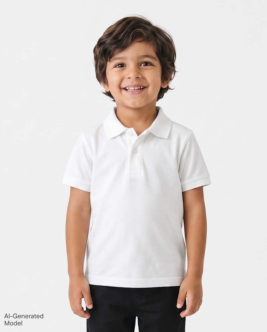 The Children's Place Baby And Toddler Boys Uniform Soft Pique Polo | Size 9-12 M | White | 100% Cotton