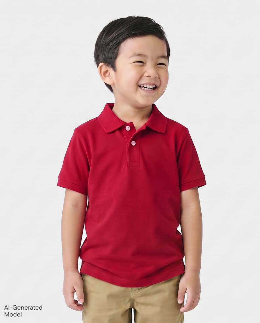The Children's Place Baby And Toddler Boys Uniform Soft Pique Polo | Size 9-12 M | Red | 100% Cotton