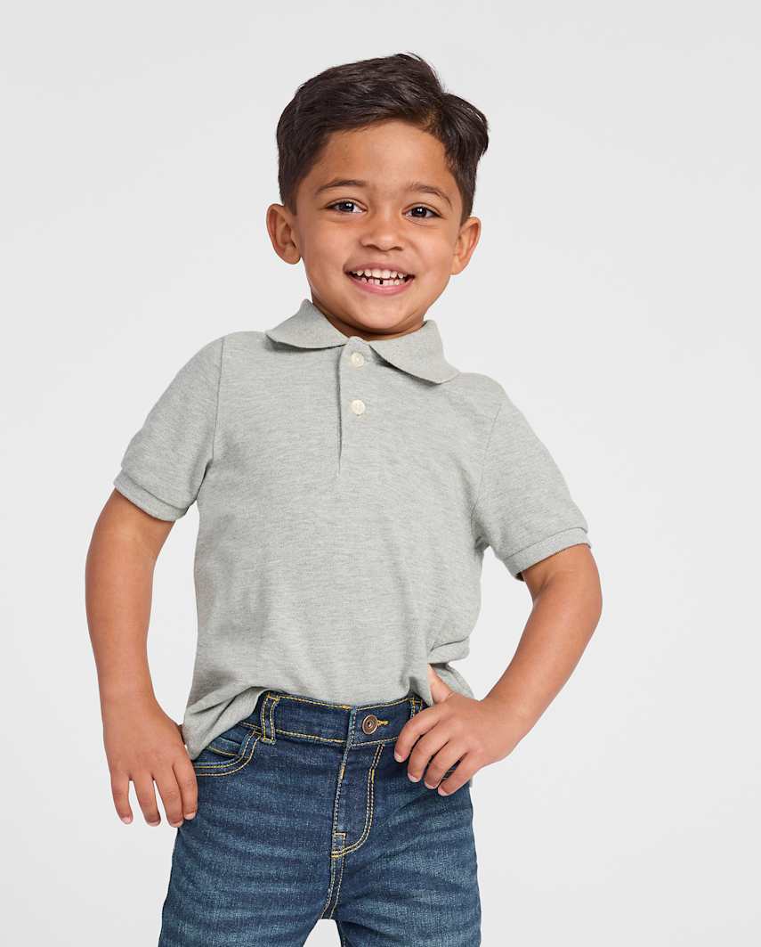 The Children's Place Baby And Toddler Boys Uniform Soft Pique Polo | Size 4T | Gray | 100% Cotton