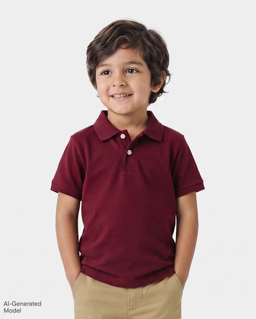 The Children's Place Baby And Toddler Boys Uniform Soft Pique Polo | Size 3T | Burgundy | 100% Cotton