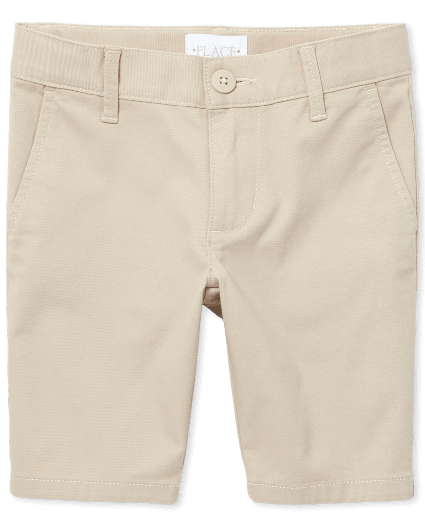 The Children's Place Girls Uniform Stretch Chino Shorts | Size 4 | Tan | Cotton
