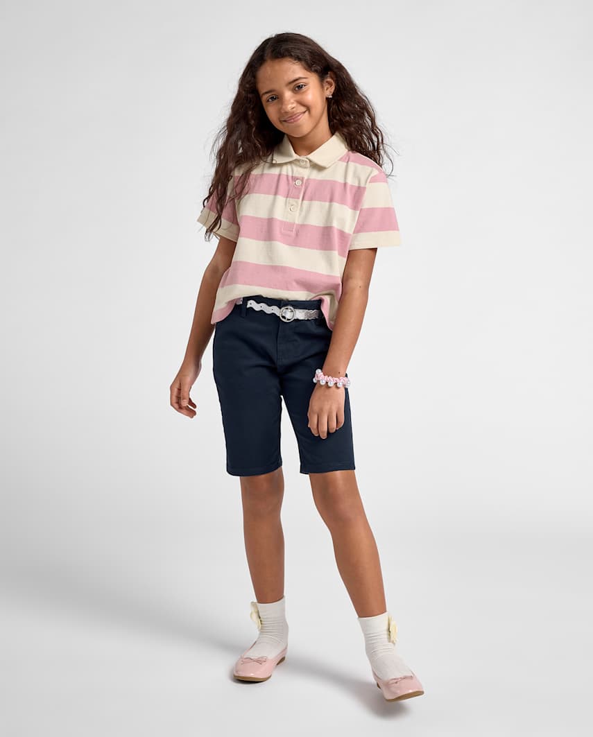 The Children's Place Girls Uniform Stretch Chino Shorts | Size 16P | Blue | Cotton