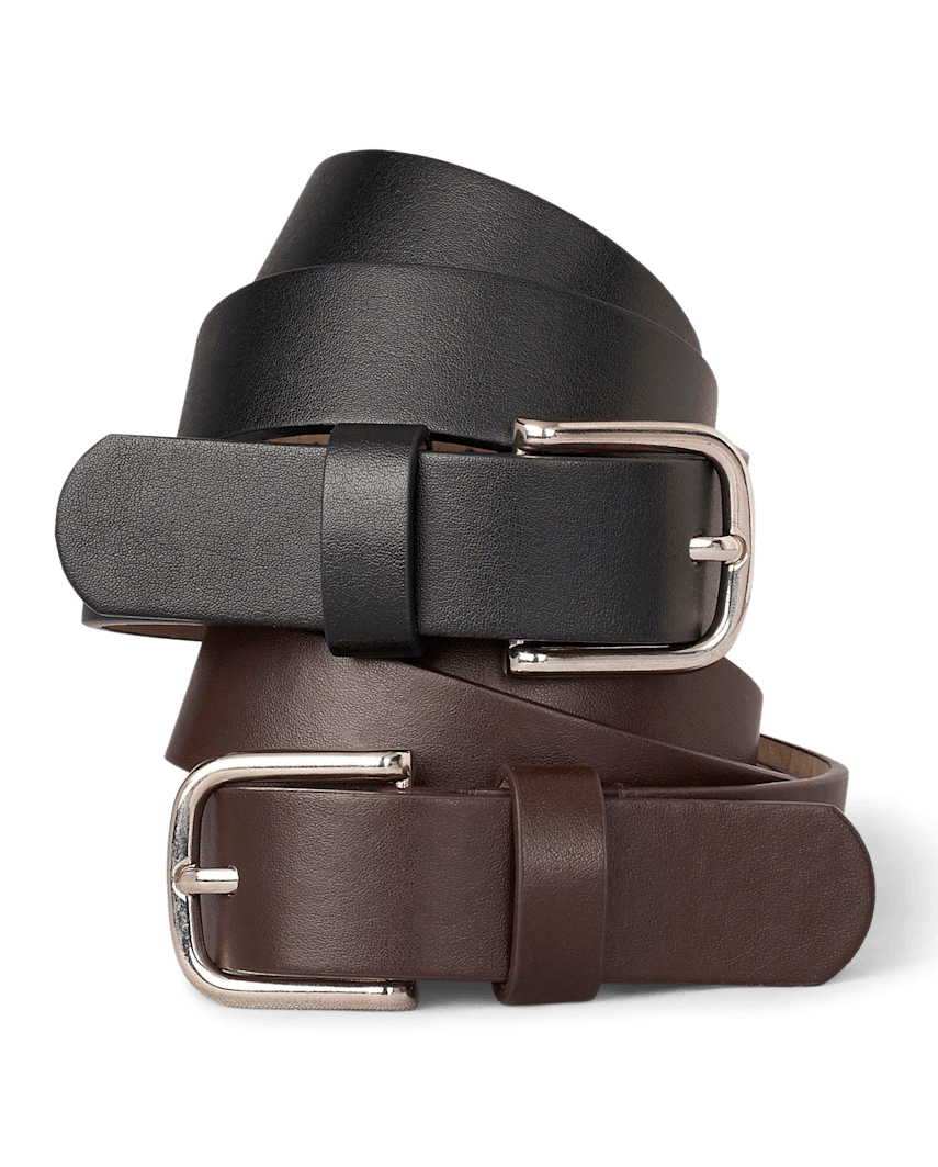 The Children's Place Girls Belt 2-Pack | Size 4-7 | Black | 100% Faux Leather