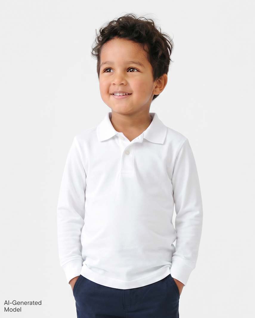 The Children's Place Baby And Toddler Boys Uniform Soft Pique Polo | Size 12-18 M | White | 100% Cotton