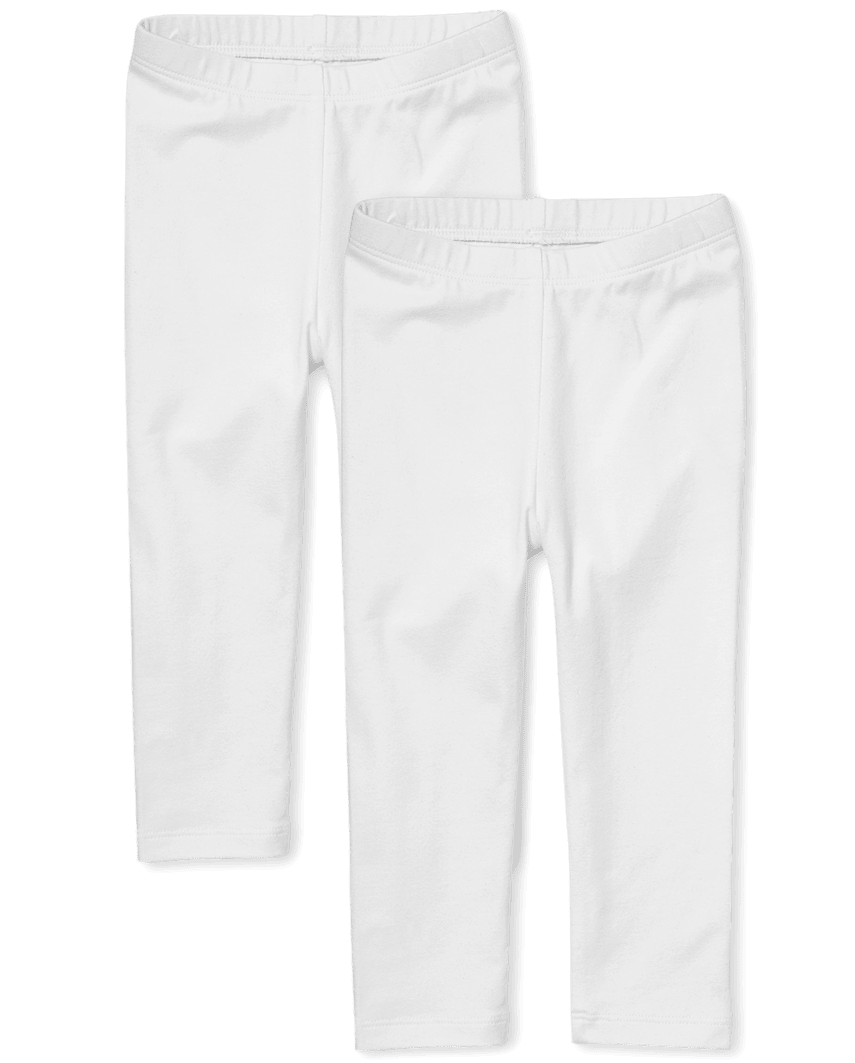 The Children's Place Baby And Toddler Girls Leggings 2-Pack | Size 18-24 M | White | Cotton/Spandex