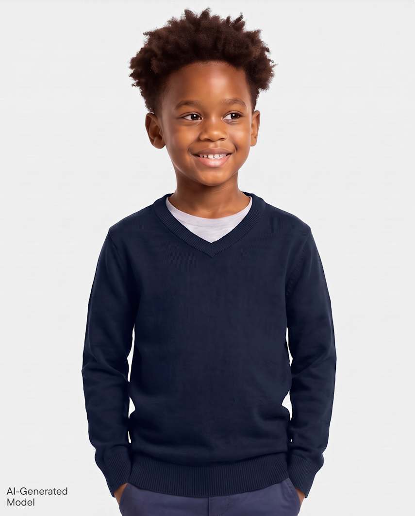 The Children's Place Boys V Neck Sweater | Size Large (10/12) | Blue | 100% Cotton