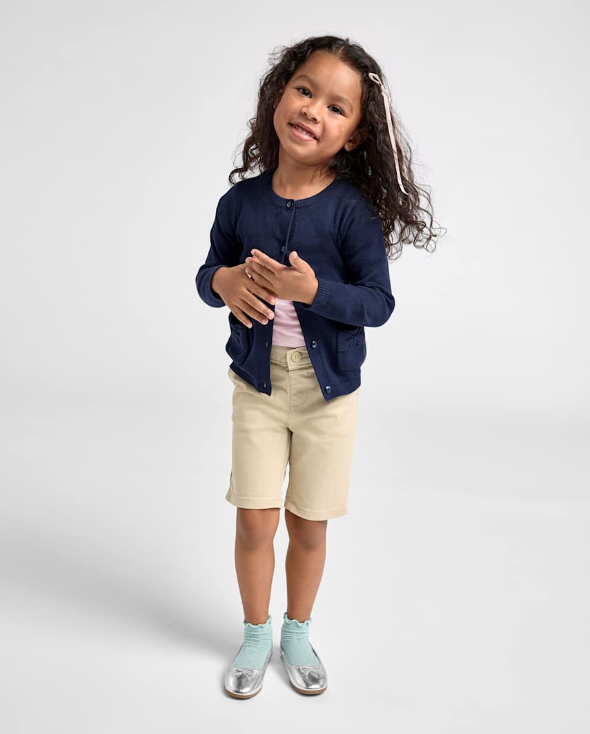 The Children's Place Toddler Girls Uniform Stretch Chino Shorts | Size 5T | Tan | Cotton
